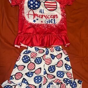Girls Boutique 4T/5T Patriotic “All American Girl” Shorts Outfit – EUC